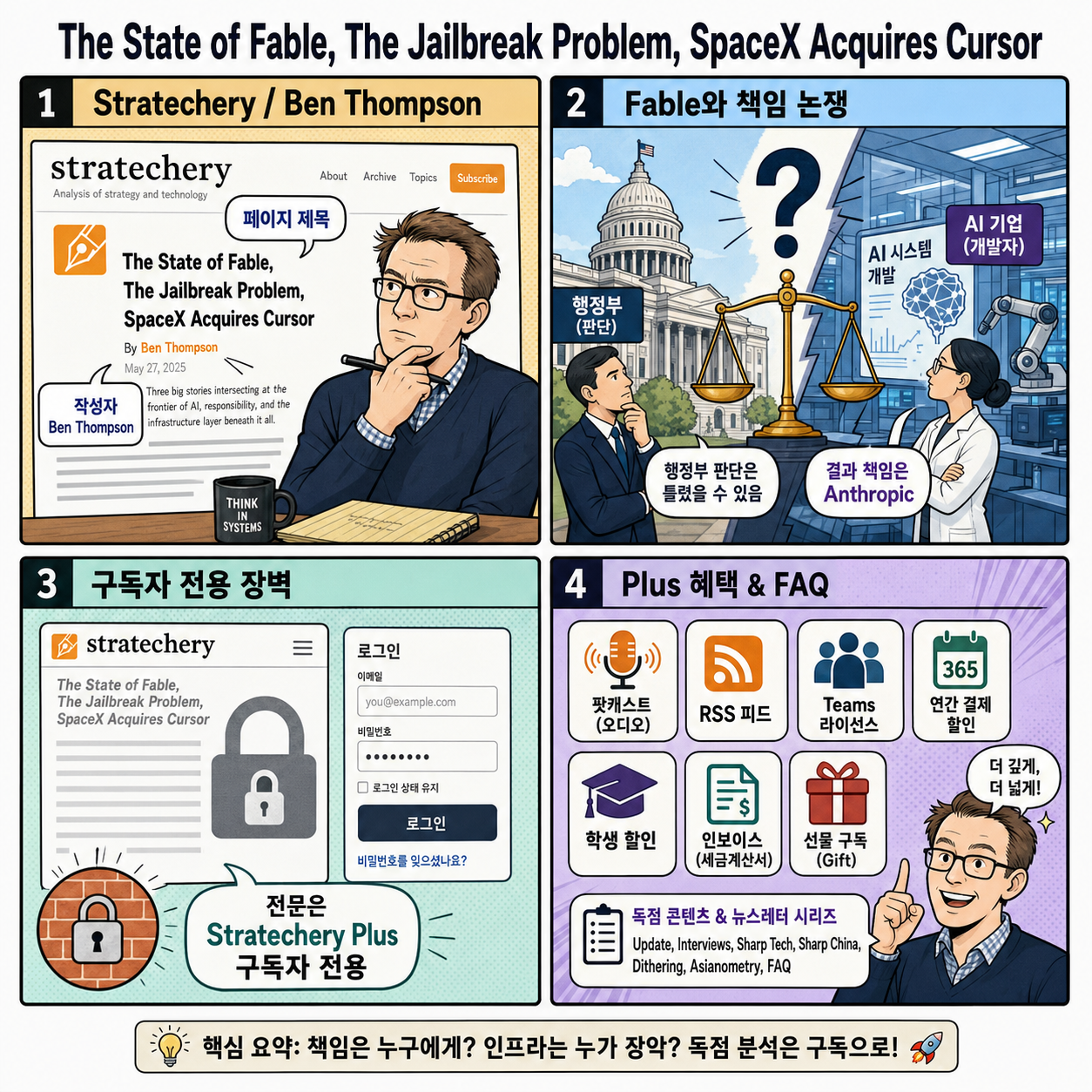 The State of Fable, The Jailbreak Problem, SpaceX Acquires Cursor 내용을 설명하는 본문 이미지