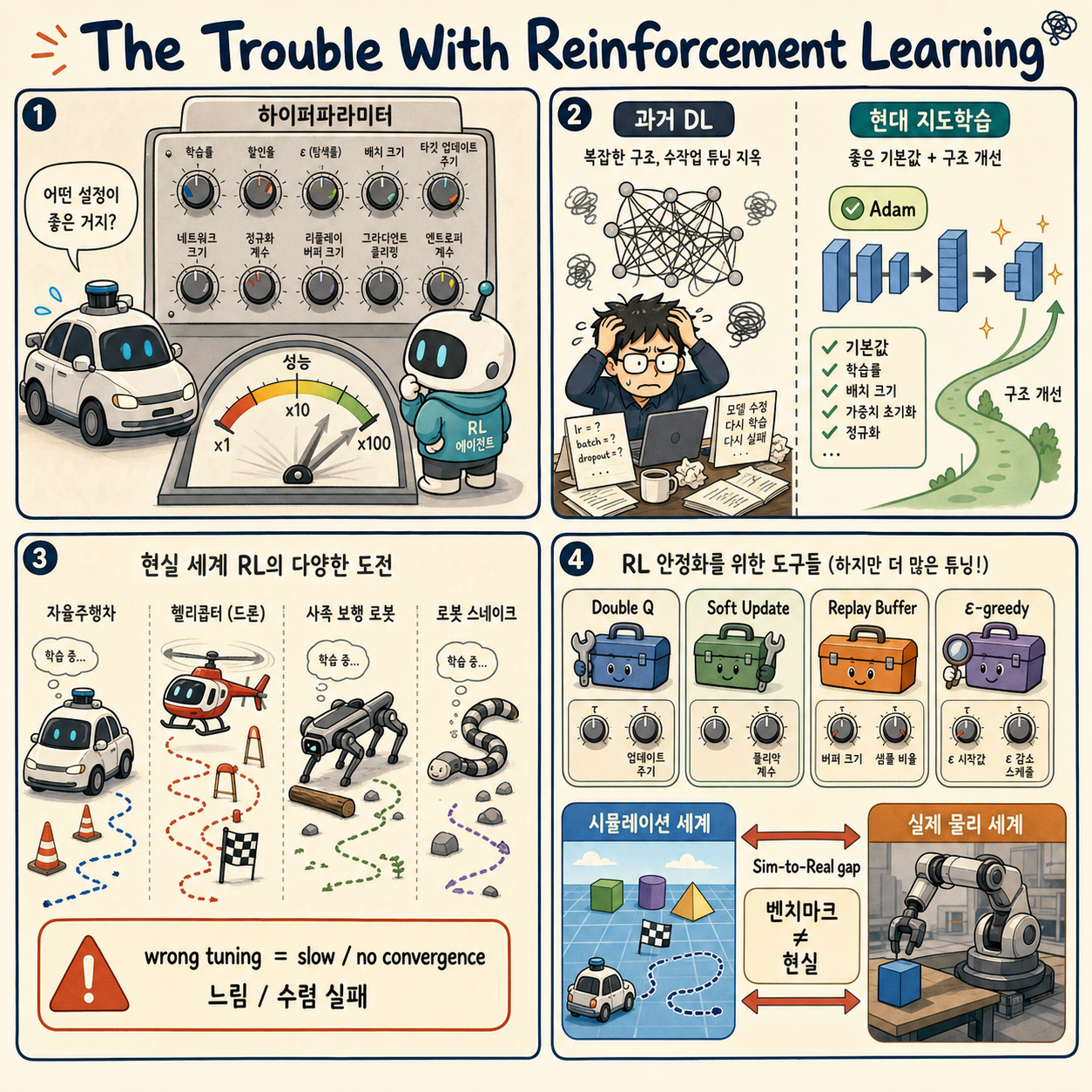 The Trouble With Reinforcement Learning 내용을 설명하는 본문 이미지