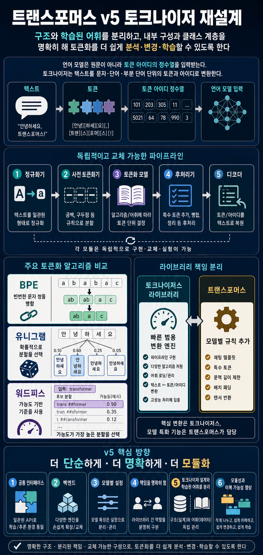 Tokenization in Transformers v5: Simpler, Clearer, and More Modular 내용을 설명하는 본문 이미지