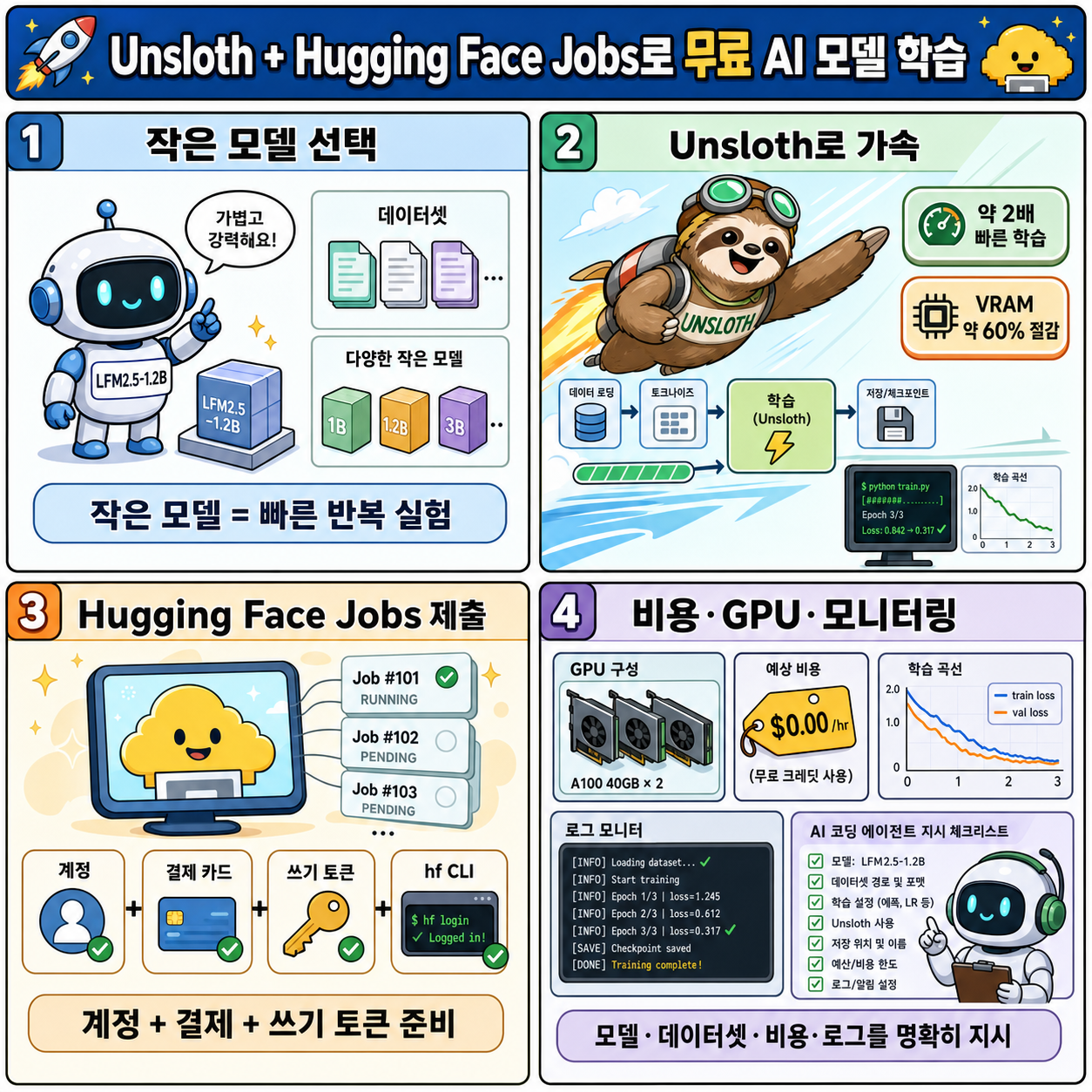 Train AI models with Unsloth and Hugging Face Jobs for FREE 내용을 설명하는 본문 이미지