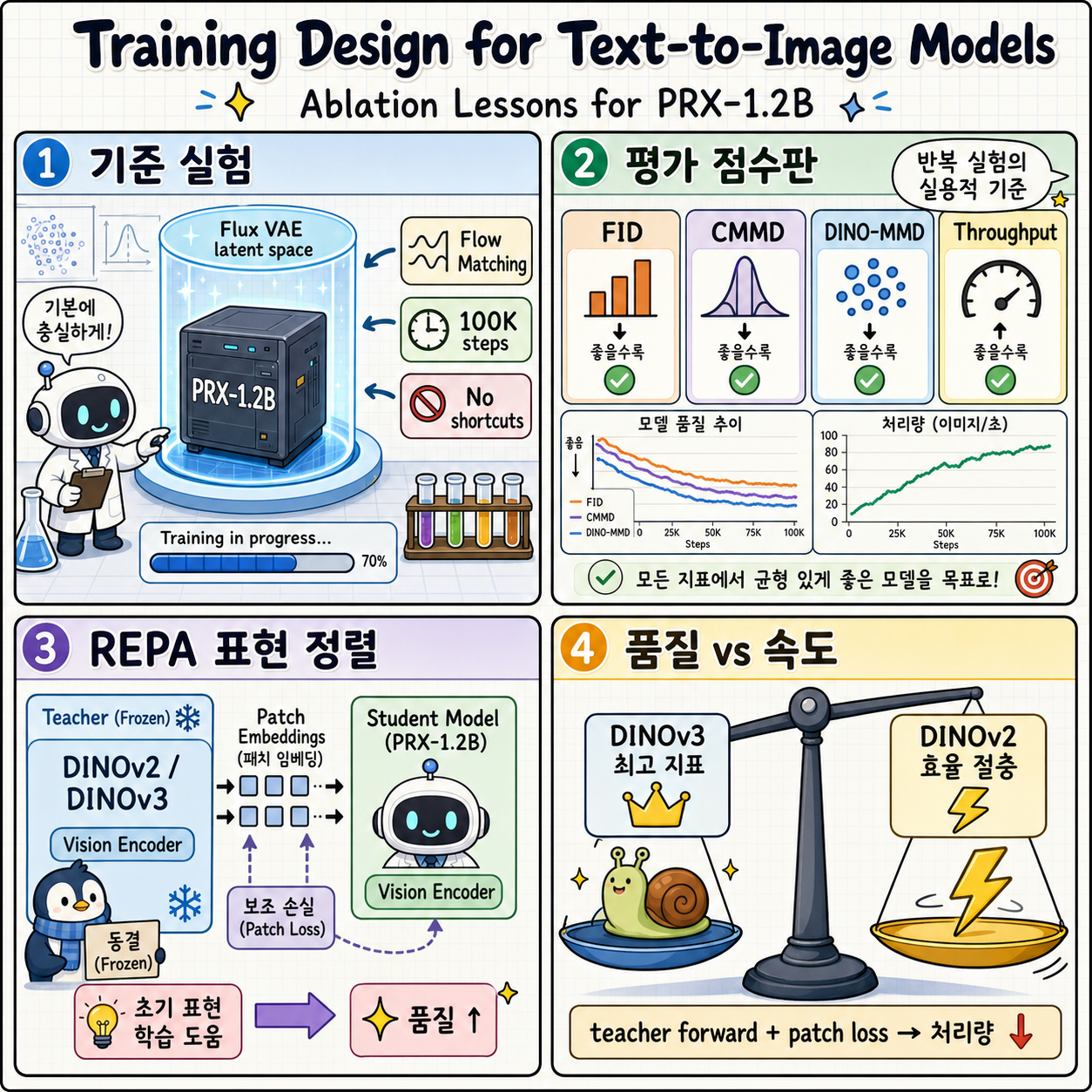 Training Design for Text-to-Image Models: Lessons from Ablations 내용을 설명하는 본문 이미지