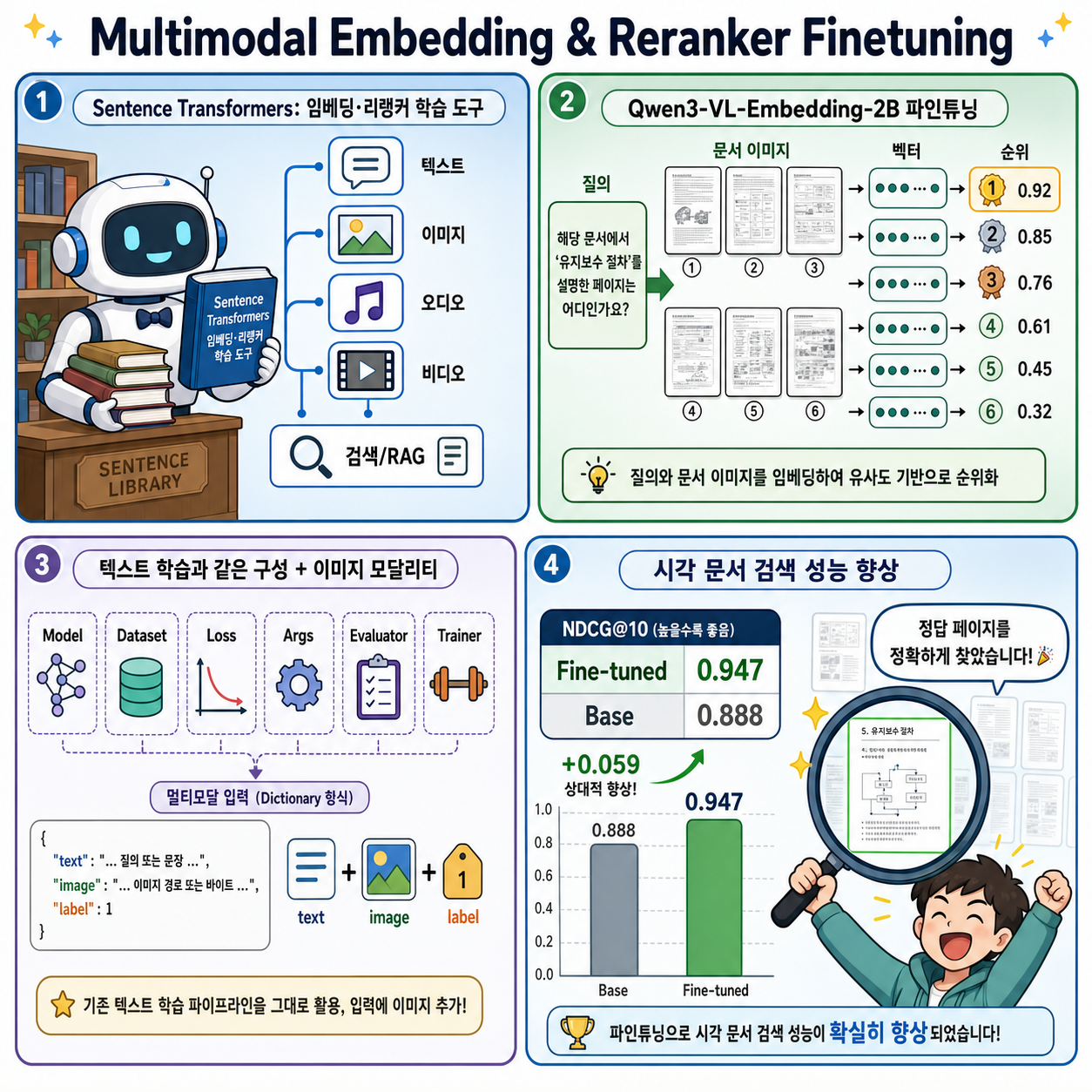 Training and Finetuning Multimodal Embedding & Reranker Models with Sentence Transformers 내용을 설명하는 본문 이미지