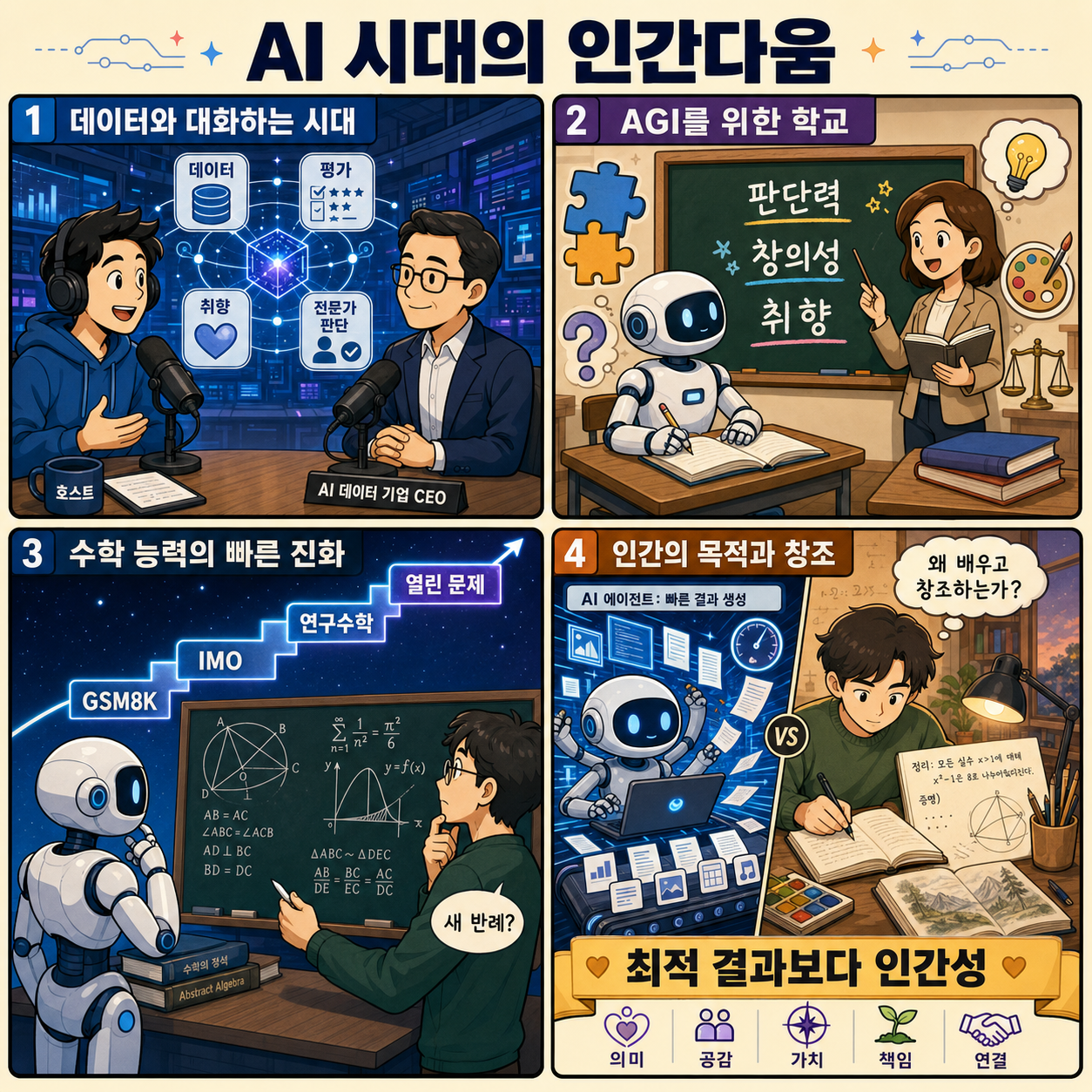 Transcript: ‘What It Will Mean to Be Human When AI Can Do Everything’ 내용을 설명하는 본문 이미지