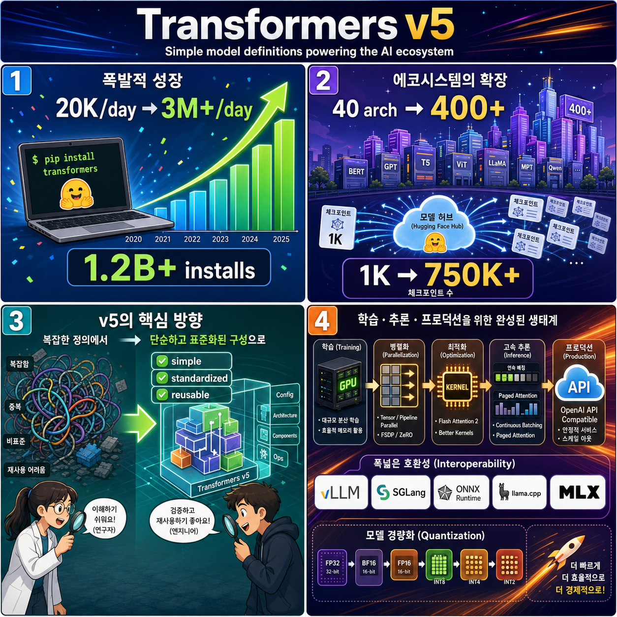 Transformers v5: Simple model definitions powering the AI ecosystem 내용을 설명하는 본문 이미지