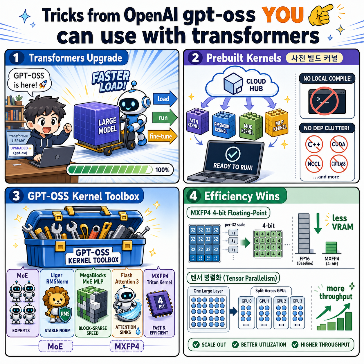 Tricks from OpenAI gpt-oss YOU 🫵 can use with transformers 내용을 설명하는 본문 이미지