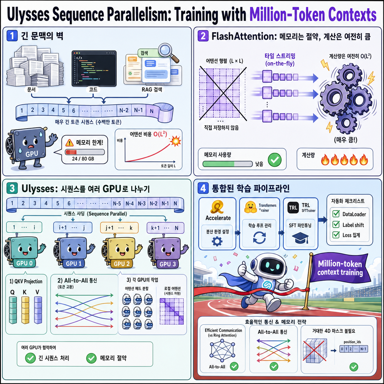 Ulysses Sequence Parallelism: Training with Million-Token Contexts 내용을 설명하는 본문 이미지