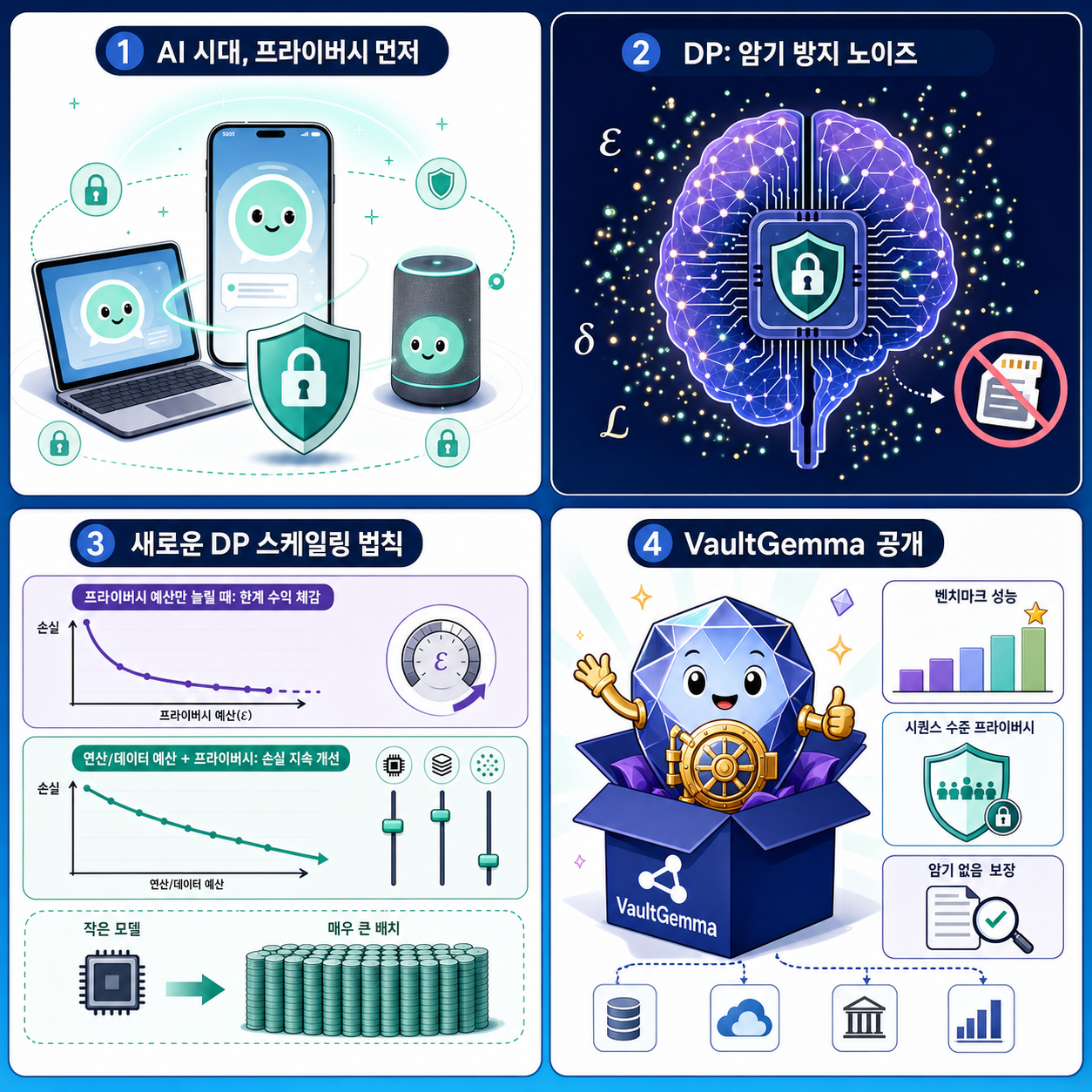 VaultGemma: The world's most capable differentially private LLM 내용을 설명하는 본문 이미지