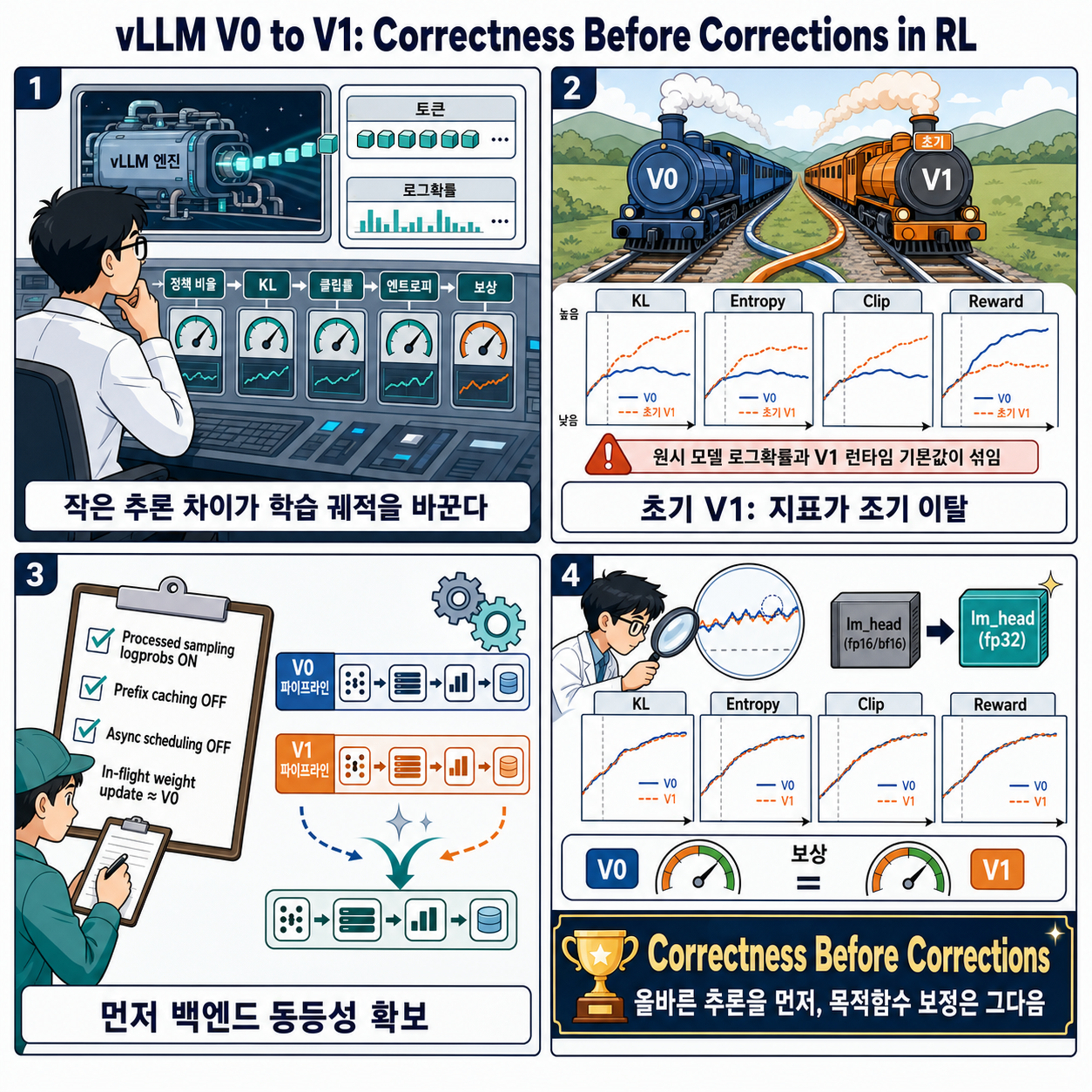 vLLM V0 to V1: Correctness Before Corrections in RL 내용을 설명하는 본문 이미지