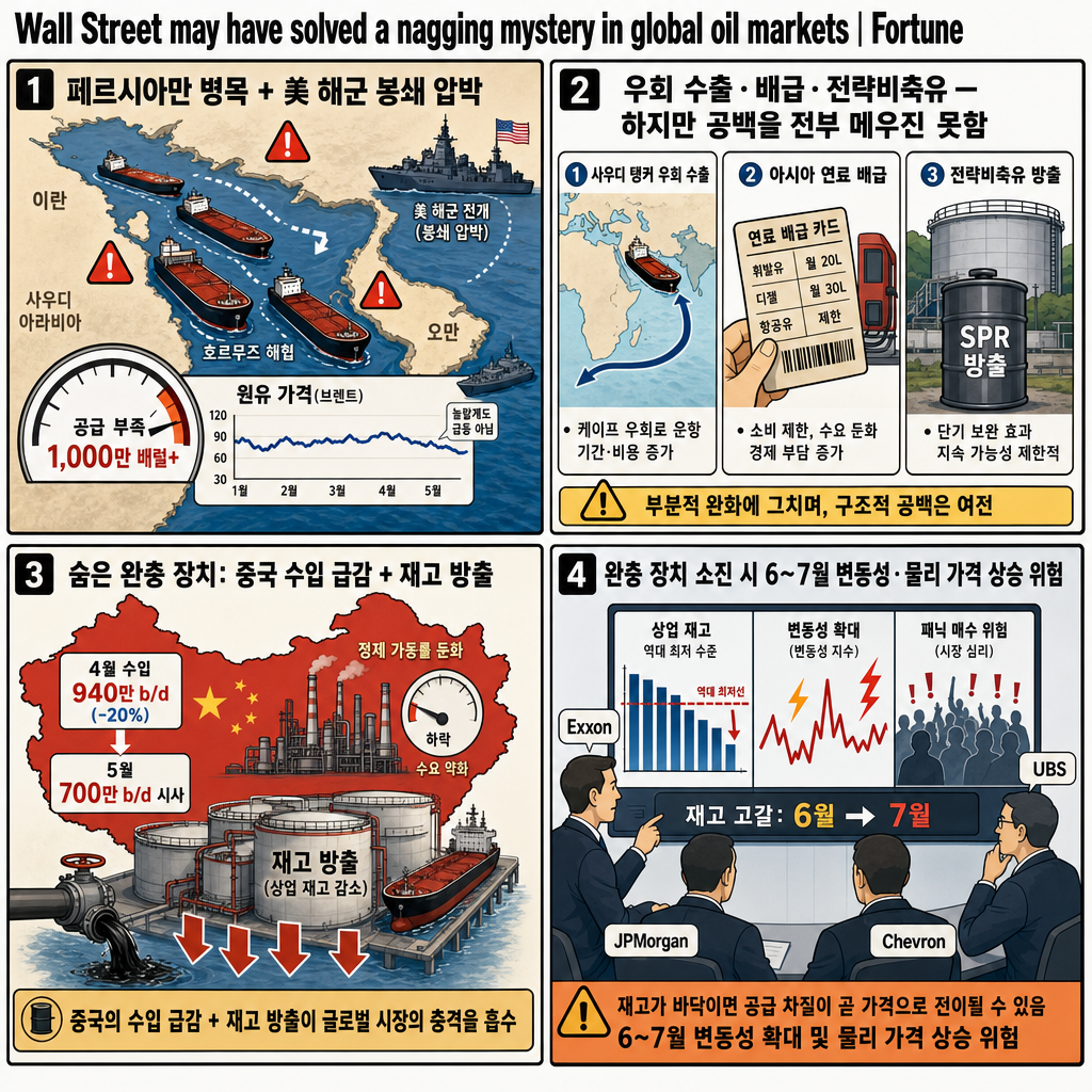 Wall Street may have solved a nagging mystery in global oil markets as doomsday scenarios have yet to arrive 내용을 설명하는 본문 이미지