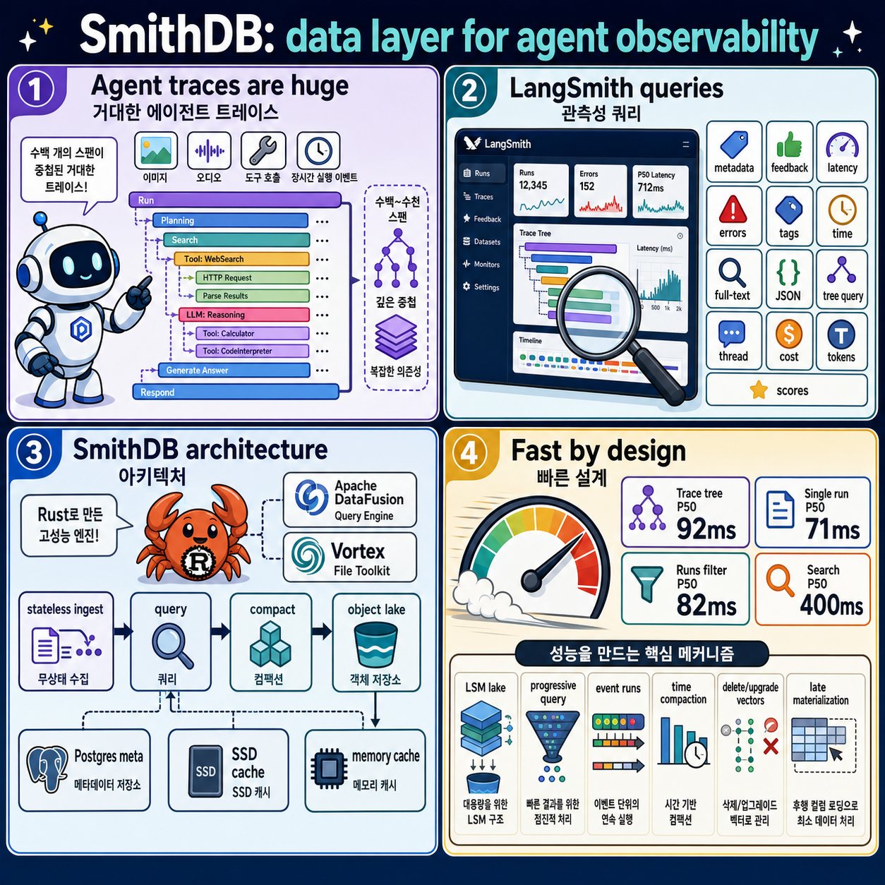 We built SmithDB, the data layer for agent observability 내용을 설명하는 본문 이미지
