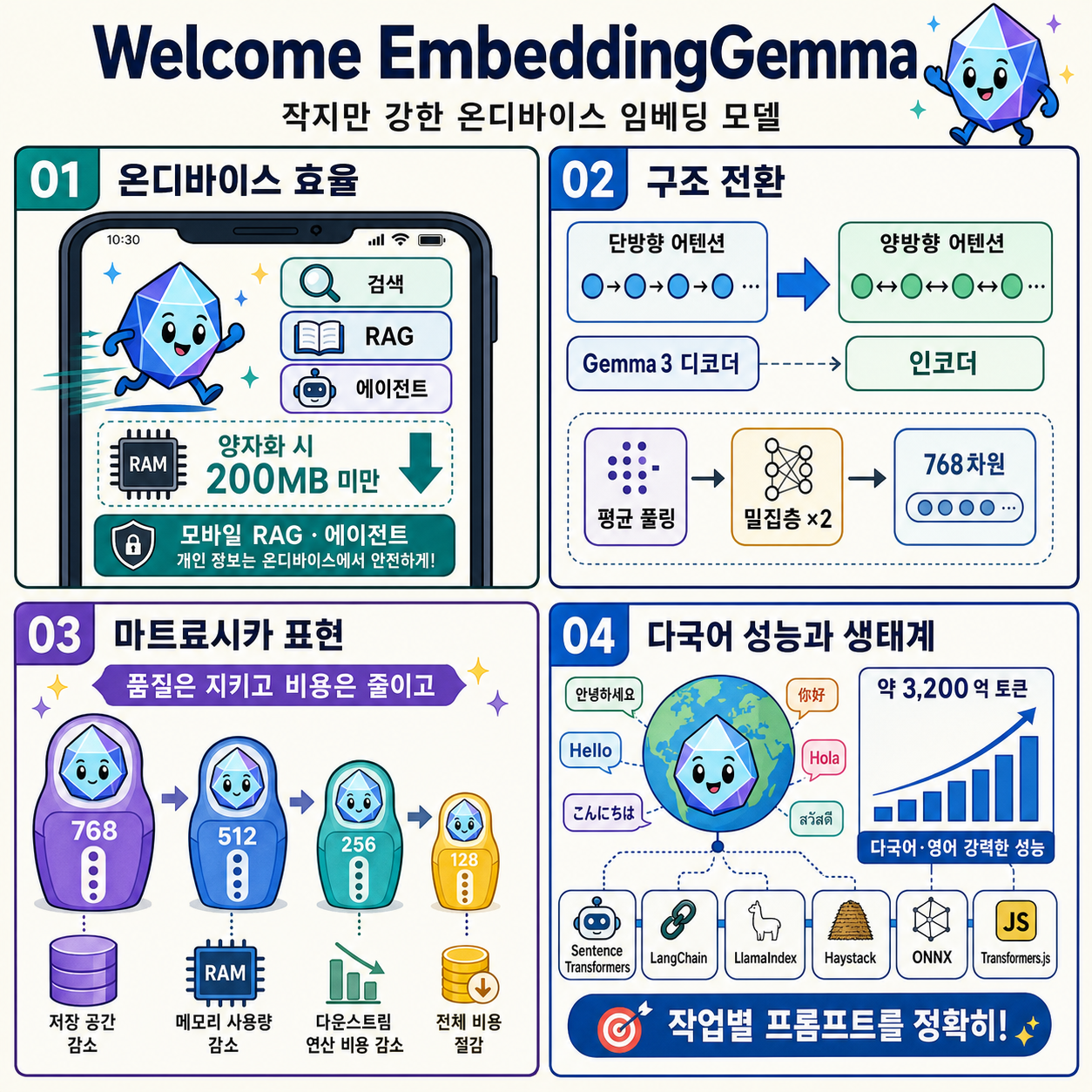 Welcome EmbeddingGemma, Google's new efficient embedding model 내용을 설명하는 본문 이미지