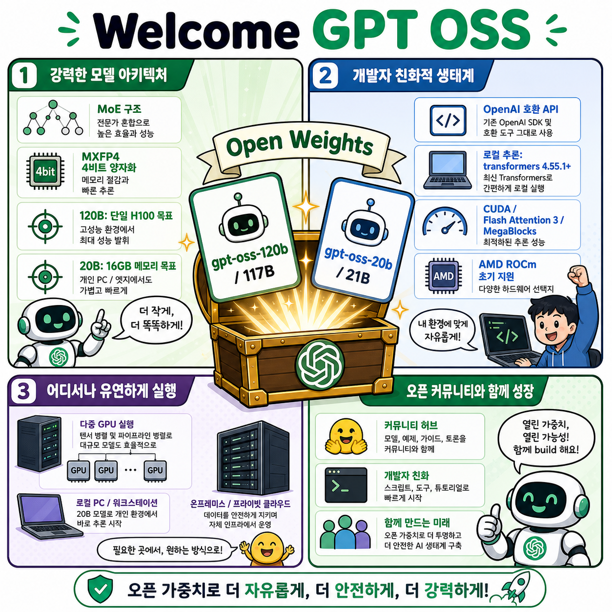 Welcome GPT OSS, the new open-source model family from OpenAI! 내용을 설명하는 본문 이미지