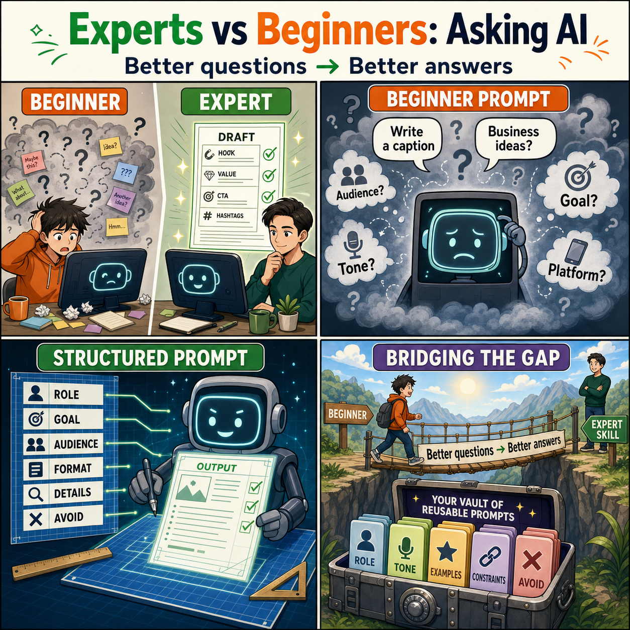 What Experts Ask ChatGPT vs What Beginners Ask: The Shocking Difference 내용을 설명하는 본문 이미지