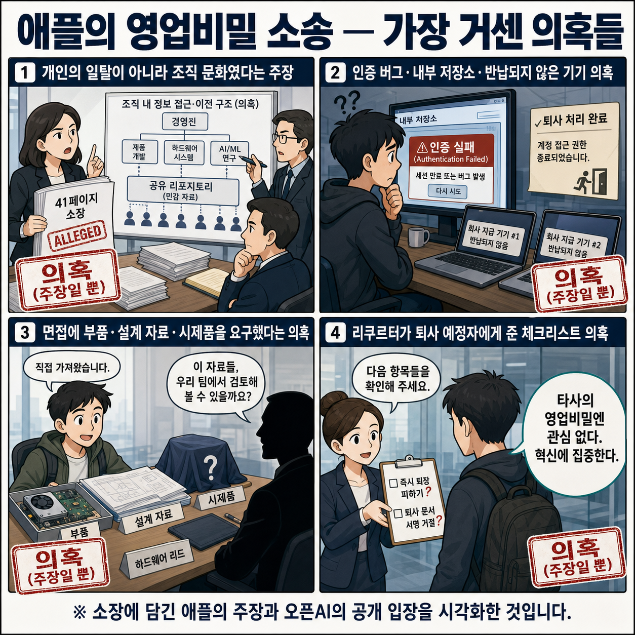 The wildest allegations in Apple’s trade secrets lawsuit against OpenAI 내용을 설명하는 본문 이미지