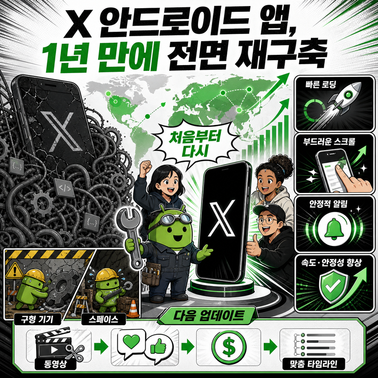 X relaunches a rebuilt Android app after year-long effort 내용을 설명하는 본문 이미지