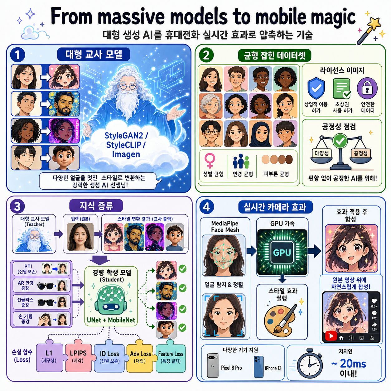 From massive models to mobile magic: The tech behind YouTube real-time generative AI effects 내용을 설명하는 본문 이미지