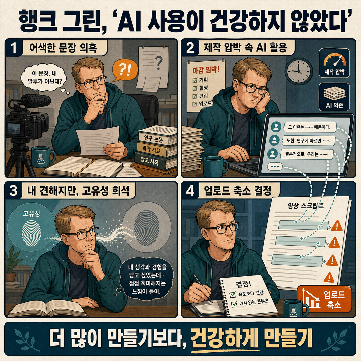 YouTuber Hank Green says his AI usage is ‘not healthy’ 내용을 설명하는 본문 이미지