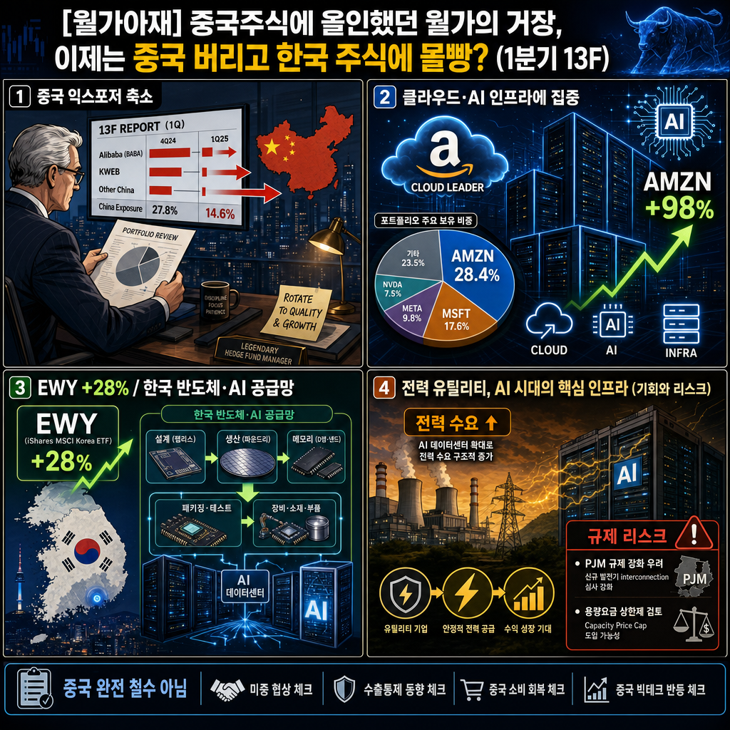 [월가아재] 중국주식에 올인했던 월가의 거장, 이제는 중국 버리고 한국 주식에 몰빵? (1분기 13F) 내용을 설명하는 본문 이미지