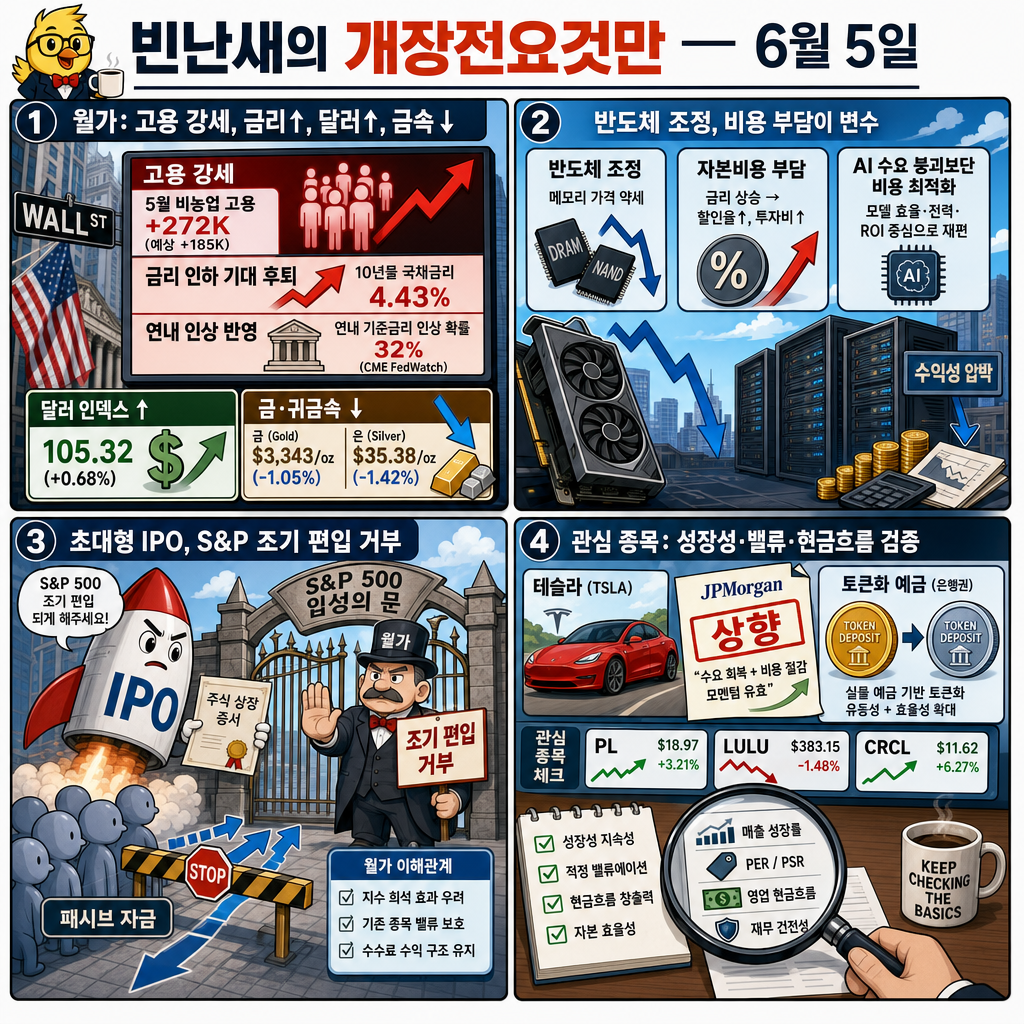 [빈난새의 개장전요것만-6월5일] ''연내 금리인상'' 반영 내용을 설명하는 본문 이미지