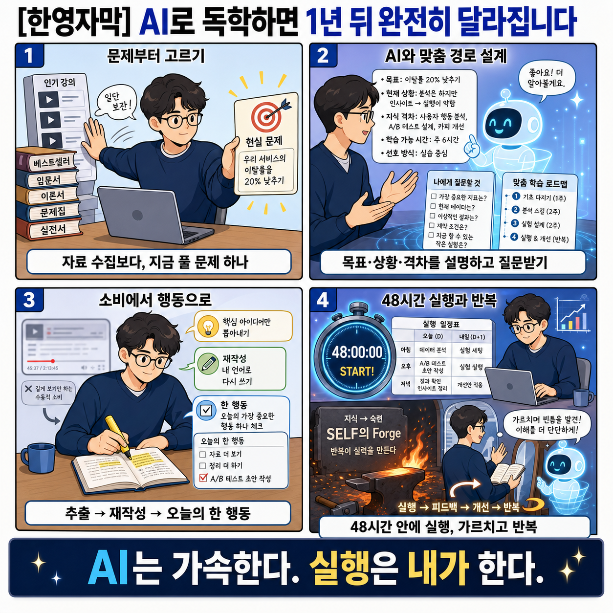 [한영자막] AI로 독학하면 1년 뒤 완전히 달라집니다 내용을 설명하는 본문 이미지