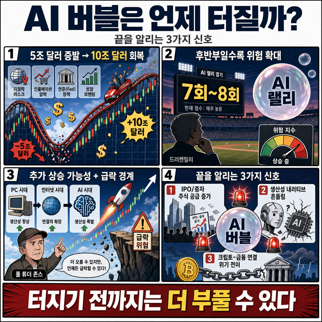 [월가아재] AI 버블은 언제 터질까? 끝을 알리는 3가지 신호 내용을 설명하는 본문 이미지