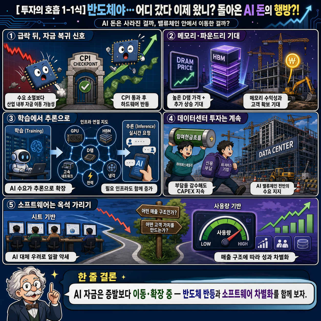 [투자의 호흡 1-1식] 반도체야…어디 갔다 이제 왔니? 돌아온 AI 돈의 행방?! 내용을 설명하는 본문 이미지