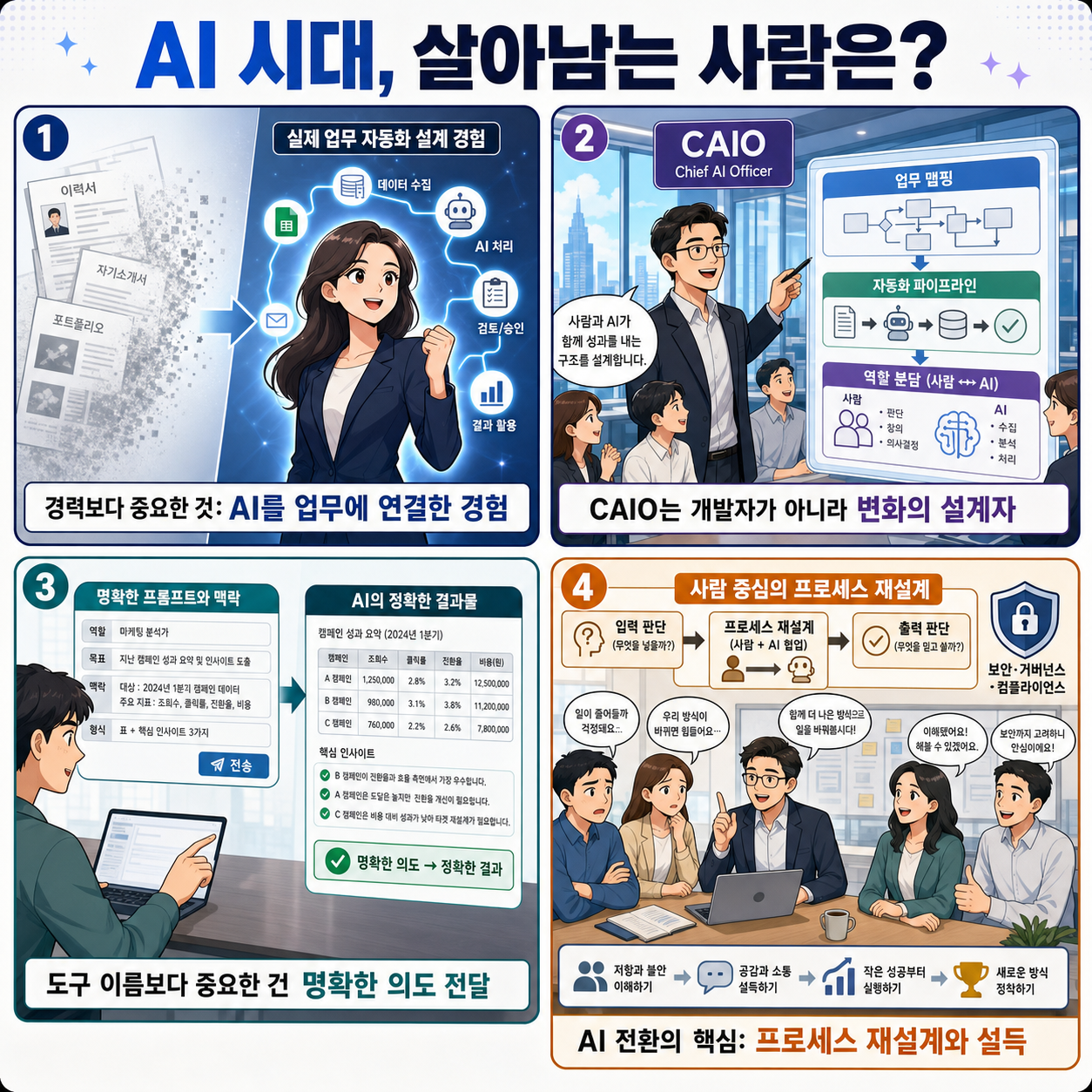 AI 시대, 살아남는 사람은 무엇이 다를까? Chief AI Officer에게 묻다 내용을 설명하는 본문 이미지