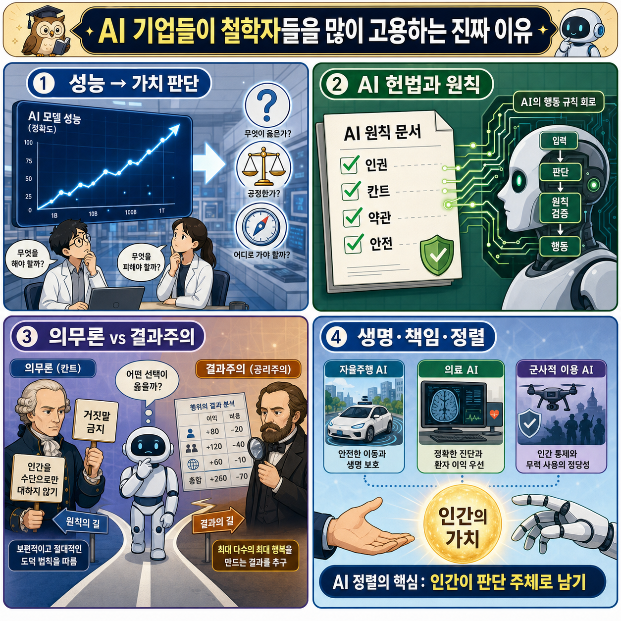AI 기업들이 철학자들을 많이 고용하는 진짜 이유 (feat. 소크라테스 & 칸트) 내용을 설명하는 본문 이미지