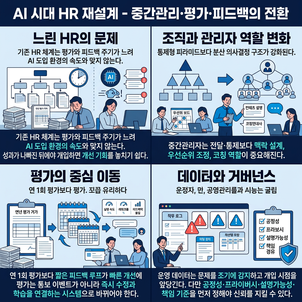 "새로운 가치 창출 못하는 중간관리자층 가장 위험하다" (황성현 교수) 내용을 설명하는 본문 이미지