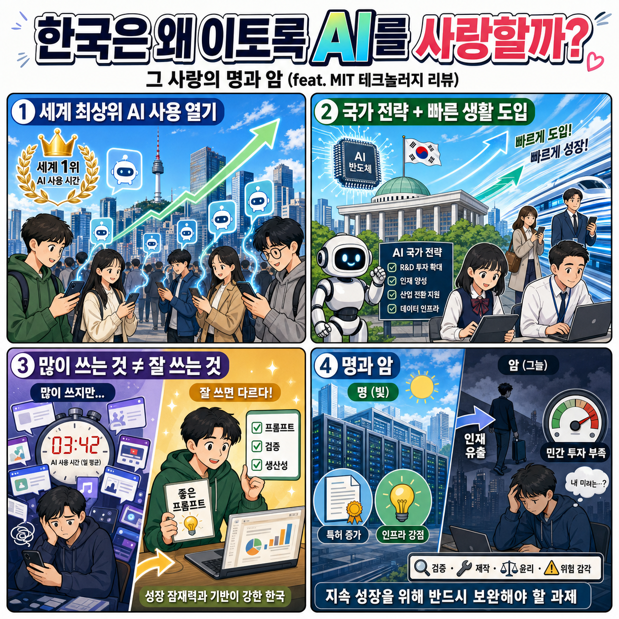 한국은 왜 이토록 AI를 사랑할까? 그 사랑의 명과 암. (feat. MIT 테크놀러지 리뷰) 내용을 설명하는 본문 이미지