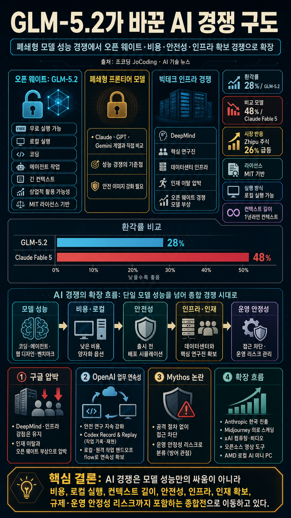 AI뉴스 - GLM-5.2 열풍, 구글 심각한 위기, GPT-5.6 소식, Codex Record & Replay, Mythos 논란, 미드저니 근황 등 내용을 설명하는 본문 이미지
