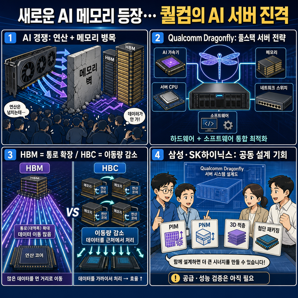새로운 AI 메모리 등장…퀄컴의 무서운 AI 서버 진격 내용을 설명하는 본문 이미지