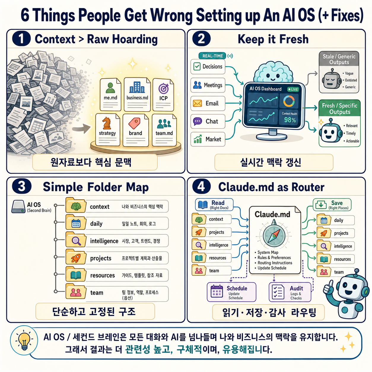 6 Things People Get Wrong Setting up An AI OS (+ Fixes) 내용을 설명하는 본문 이미지