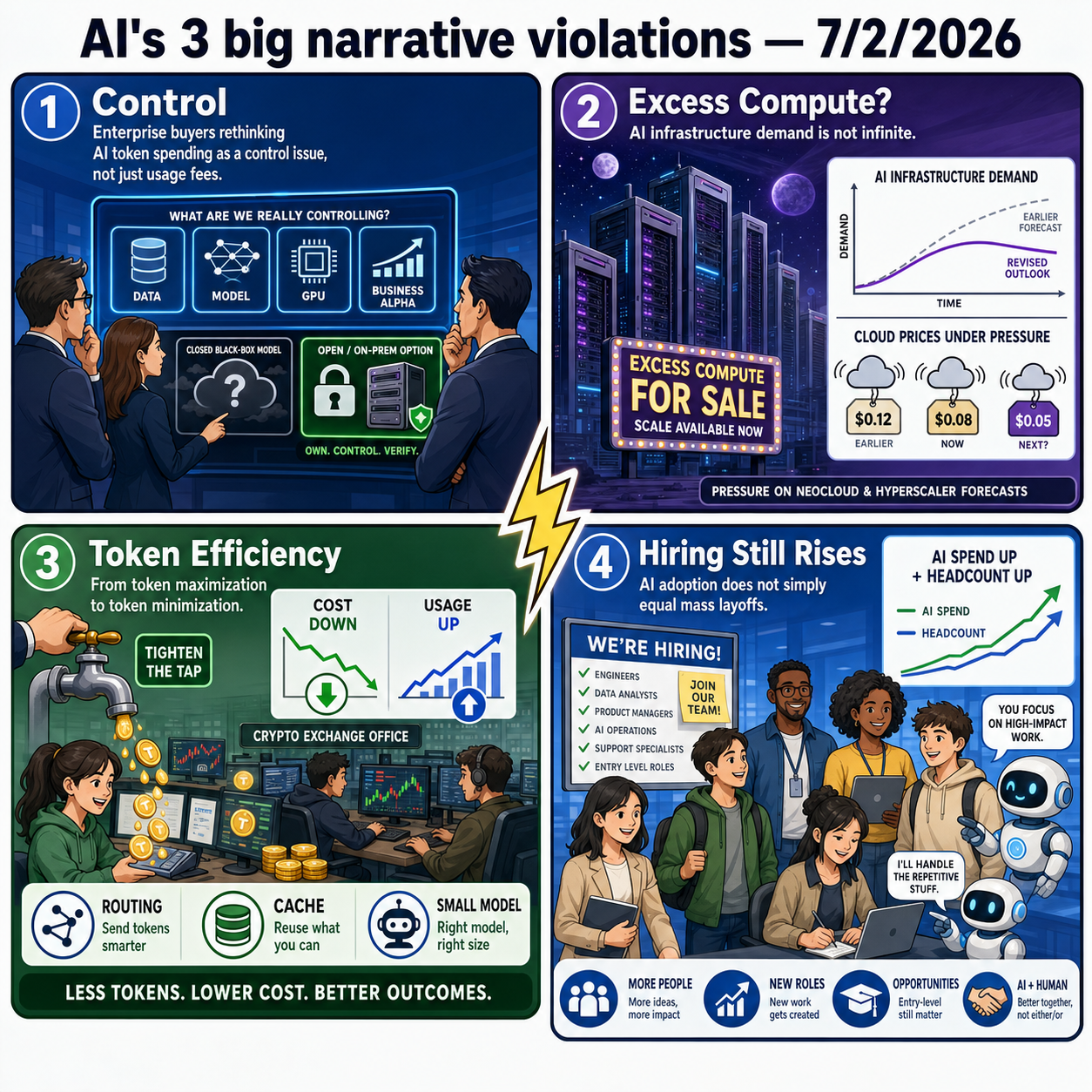 AI''s 3 big narrative violations — 7/2/2026 내용을 설명하는 본문 이미지