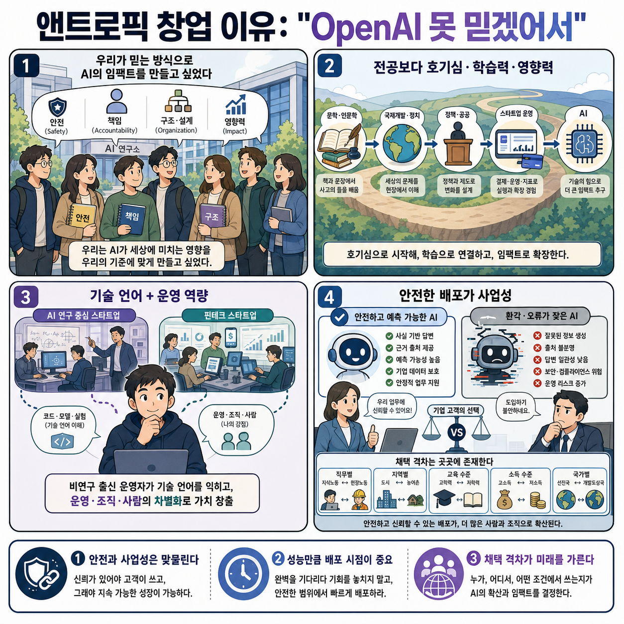 앤트로픽 창업 이유: "OpenAI 못 믿겠어서 내용을 설명하는 본문 이미지