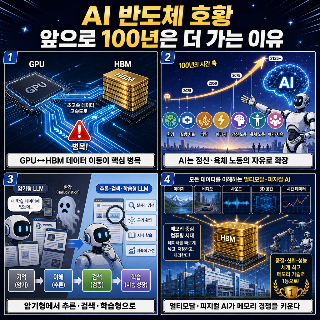 AI 반도체 호황 앞으로 100년은 더 가는 이유ㅣ지식인초대석: 합석 EP.6 (김정호 X 구법모) 내용을 설명하는 본문 이미지