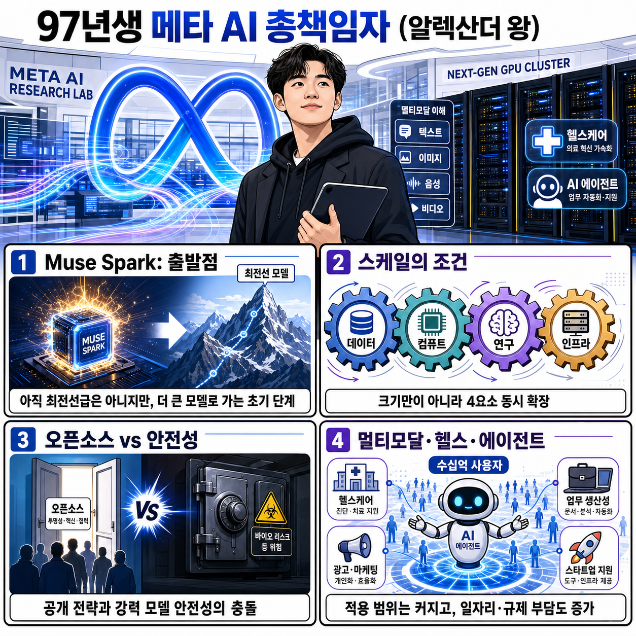 97년생 메타 AI 총책임자 (알렉산더 왕) 내용을 설명하는 본문 이미지