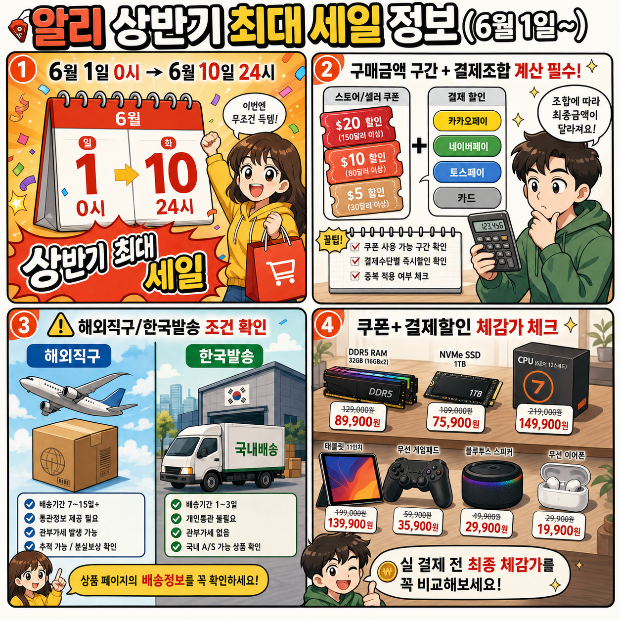 알리 상반기 최대 세일 정보 (6월1일~) 내용을 설명하는 본문 이미지