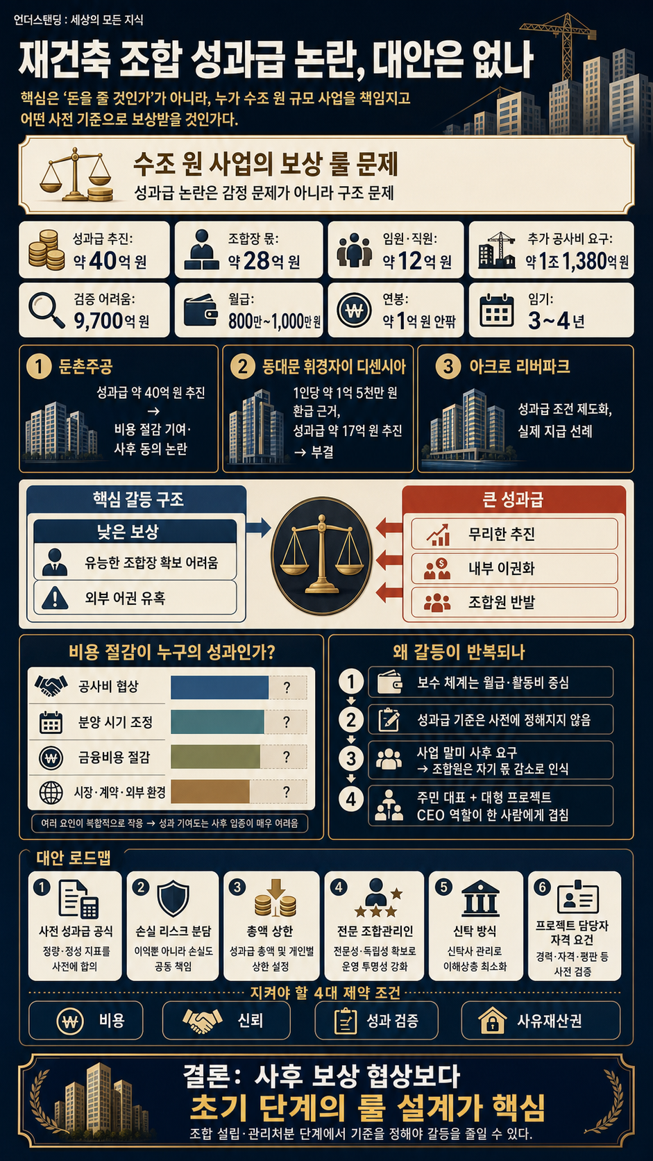 재건축 조합 성과급 논란, 대안은 없나 (언더스탠딩 장순원 기자) 내용을 설명하는 본문 이미지