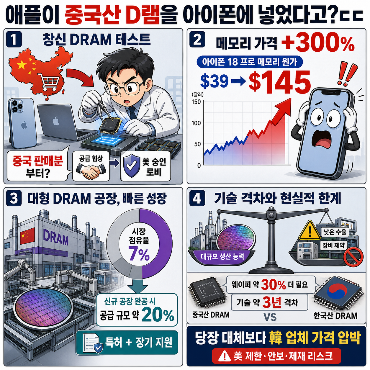 애플이 중국산 D램을 아이폰에 넣었다고?ㄷㄷ 내용을 설명하는 본문 이미지