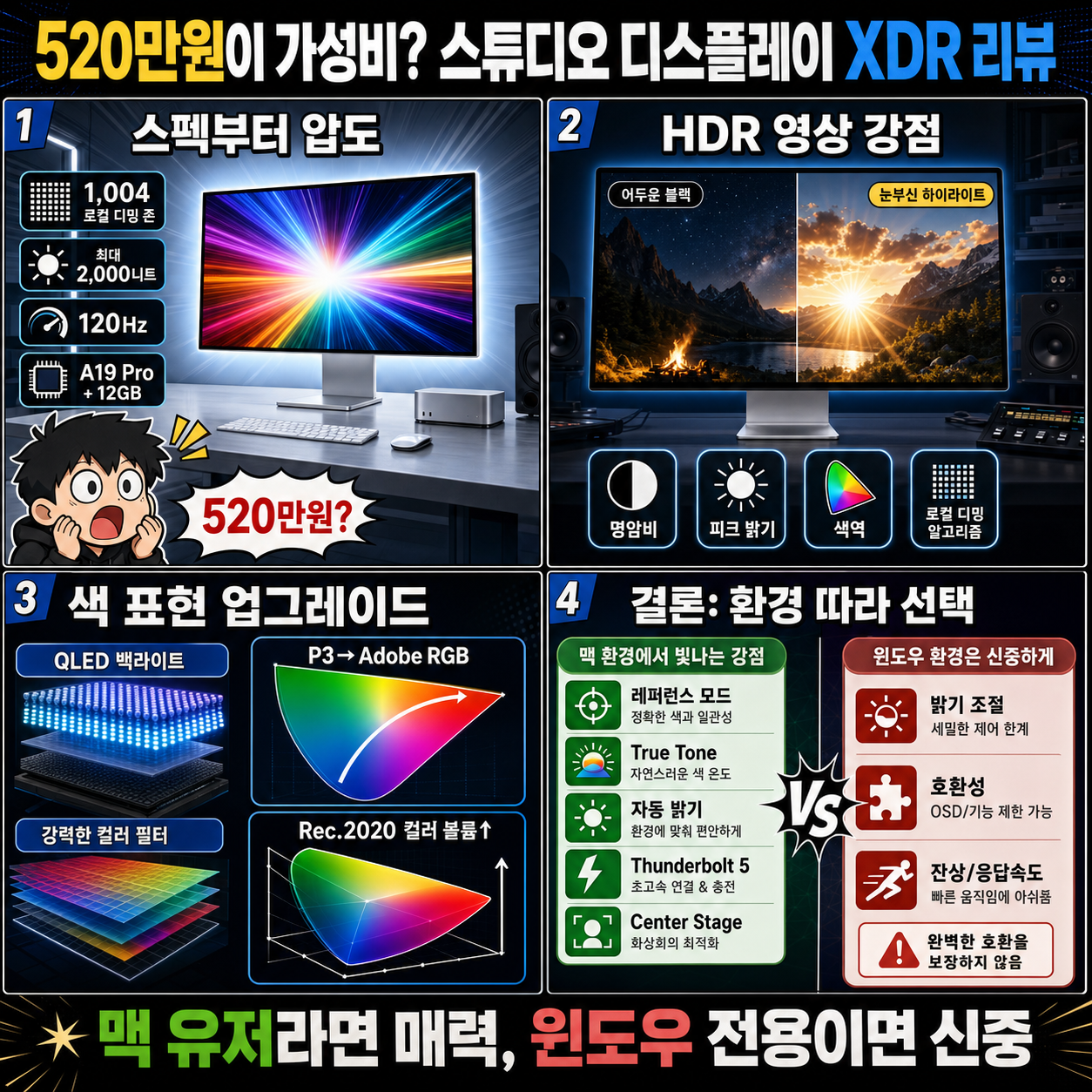 520만원이 가성비? 스튜디오 디스플레이 XDR 리뷰 내용을 설명하는 본문 이미지