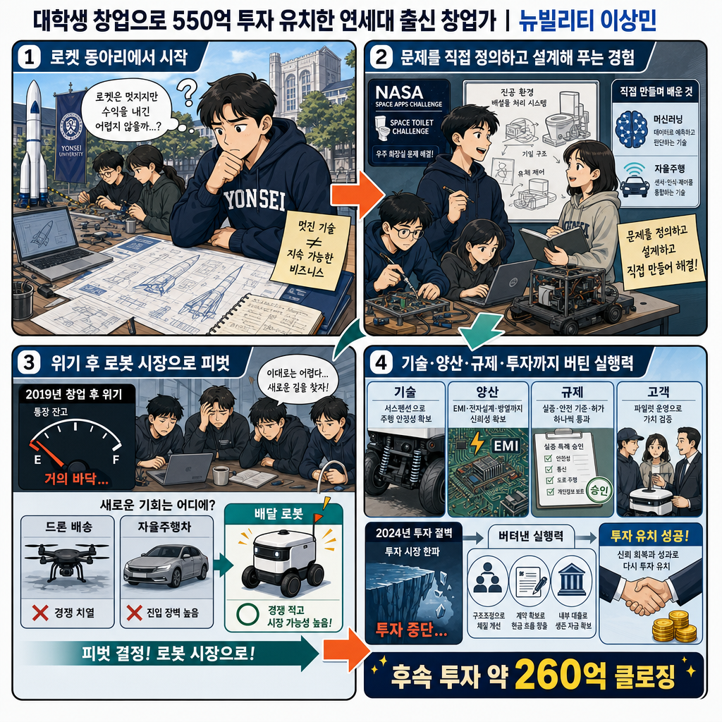 대학생 창업으로 550억 투자 유치한 연세대 출신 창업가 내용을 설명하는 본문 이미지