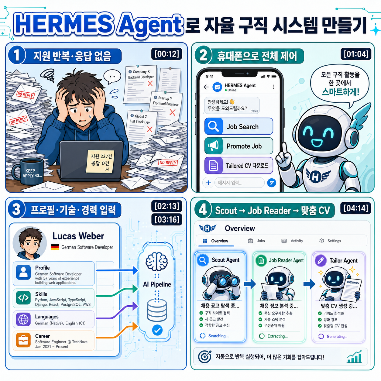 How to Build an autonomous AI powered job-hunting system with HERMES Agent (Full tutorial) 내용을 설명하는 본문 이미지