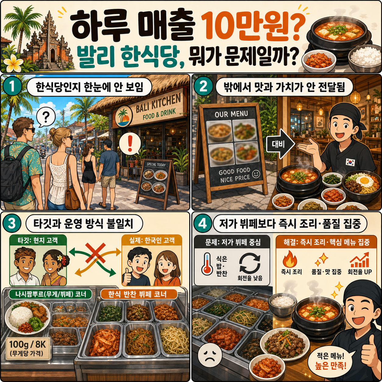 🎬 하루 매출 10만원 발리 한식당, 뭐가 문제일까? 내용을 설명하는 본문 이미지