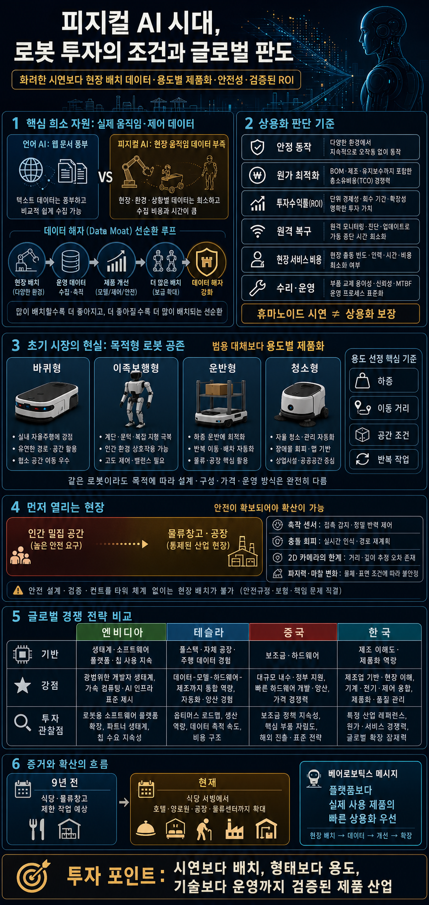 피지컬 AI 시대, 로봇 산업의 투자 조건과 글로벌 판도 내용을 설명하는 본문 이미지
