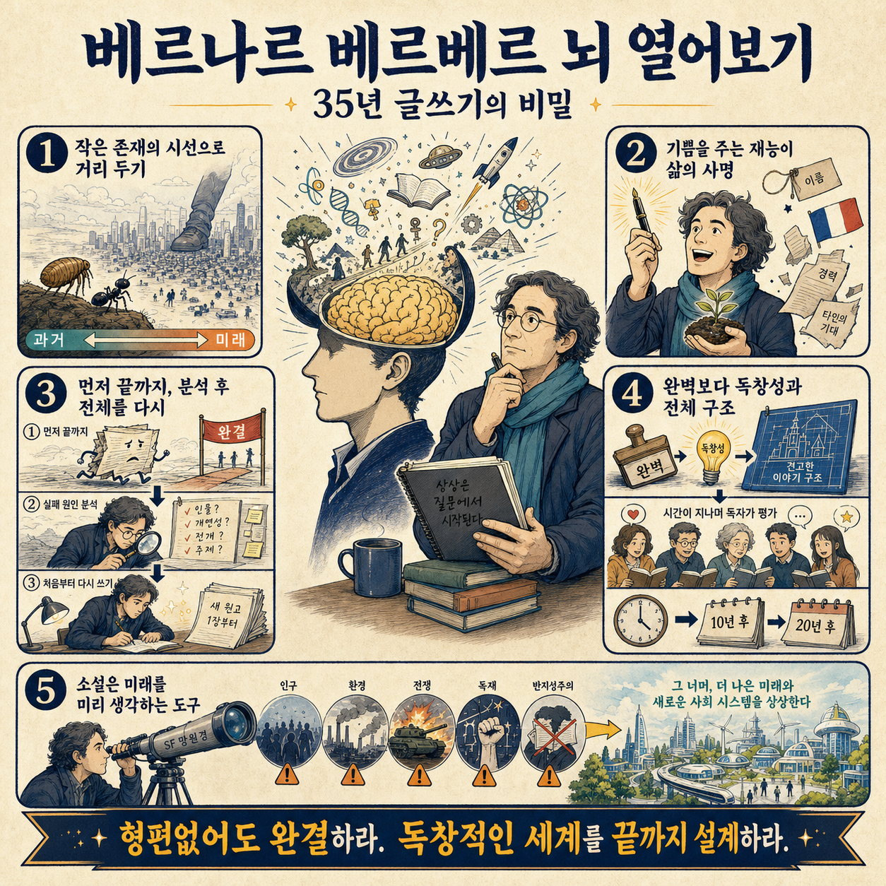 베르나르 베르베르 뇌 열어보기 (35년 글쓰기의 비밀) 내용을 설명하는 본문 이미지