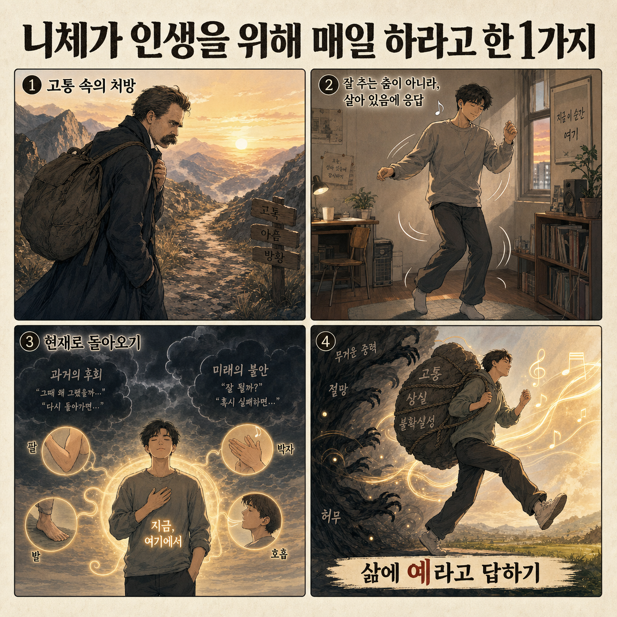 니체가 인생을 위해 매일 하라고 한 1가지 내용을 설명하는 본문 이미지