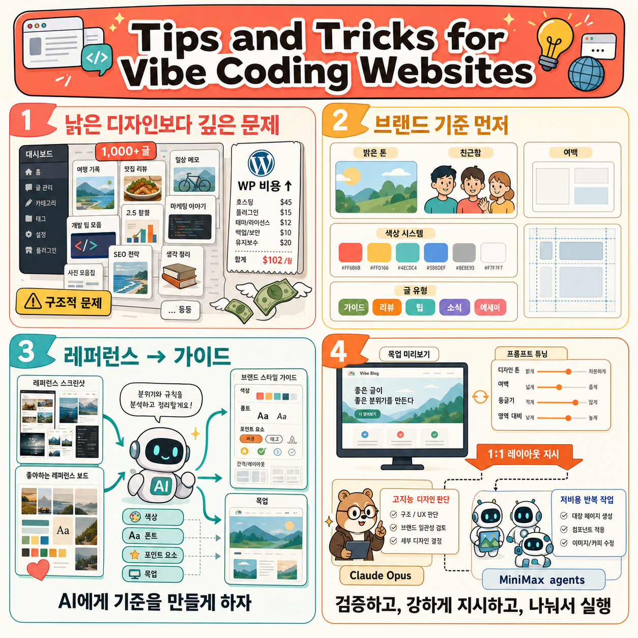 Tips and Tricks for Vibe Coding Websites 내용을 설명하는 본문 이미지