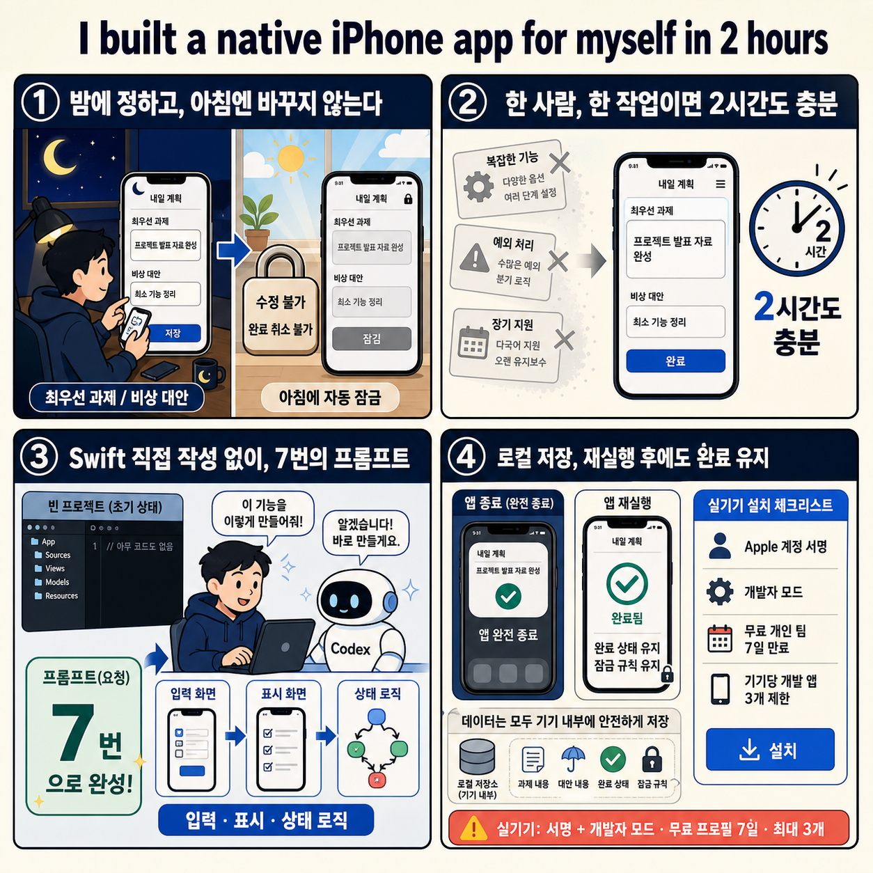 I built a native iPhone app for myself in 2 hours 내용을 설명하는 본문 이미지