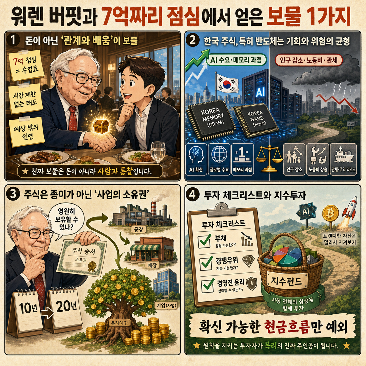 워렌 버핏과 7억짜리 점심 먹으며 얻은 보물 1가지ㅣ글로벌초대석 EP.4 내용을 설명하는 본문 이미지